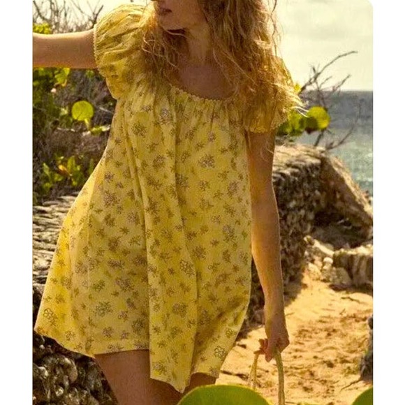 DOEN Julie Mini Dress in Sunshine Bouton De Rose Print L - Picture 11 of 12